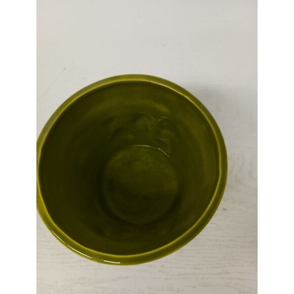 Vintage 75 Ceramic Green Mushroom Design Planter Flower Pot Signed Retro Cottage - Picture 2 of 10